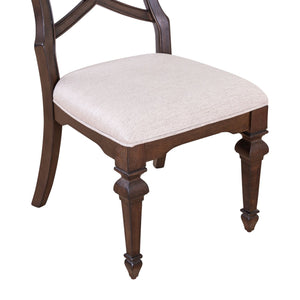 Liberty Furniture Provence Park Chateau Brown Wood Back Upholstered Side Chair with Bead Molding