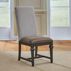 Liberty Furniture Paradise Valley Saddle Brown 5-Piece Pedestal Table & 4 Leather Like Upholstered Side Chairs Set