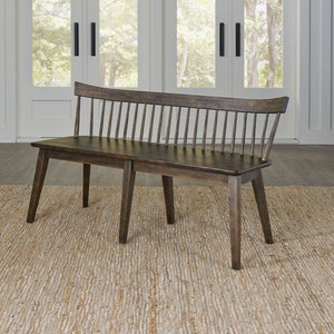 Liberty Furniture Midland Falls Rustic Brown 6-Piece Casual Dining Rectangular Leg Table, 4 Spindle Back Chairs & Bench Set