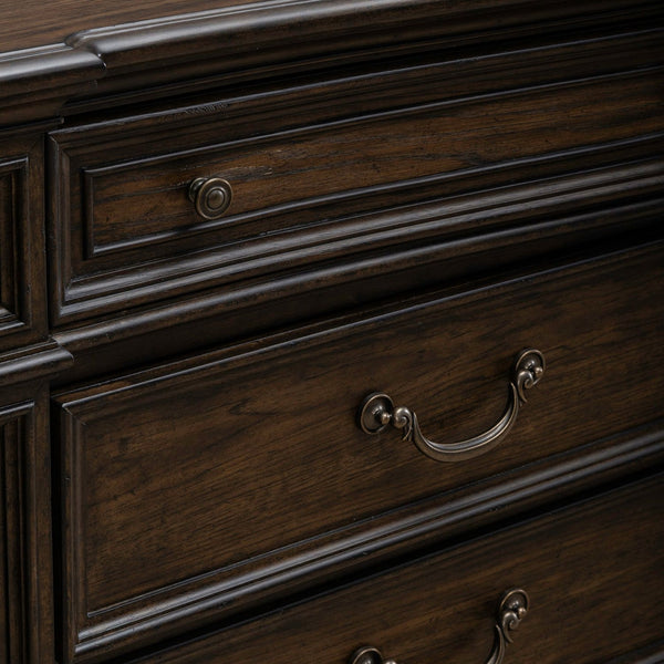 Liberty Furniture Provence Park Chateau Brown Dresser & Mirror Set with Bead & Graduated Molding
