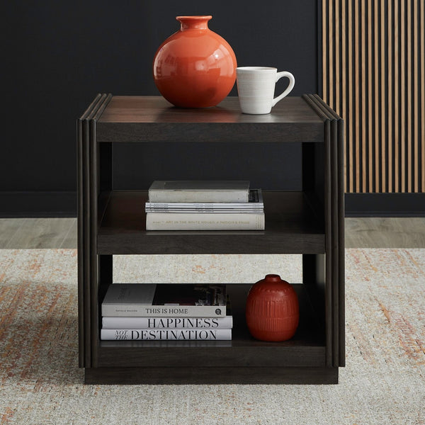 Liberty Furniture Modern Edge Caffe End Table with Plinth Style Base