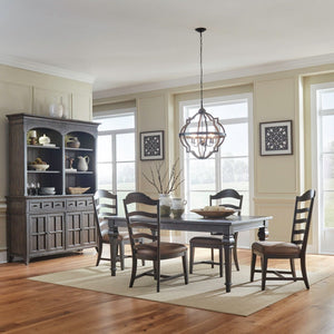 Liberty Furniture Paradise Valley Saddle Brown Hutch & Buffet with LED Lighting