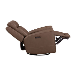 Liberty Furniture Beckham Aline Saddle Leather Swivel Glider Dual Power Recliner with USB
