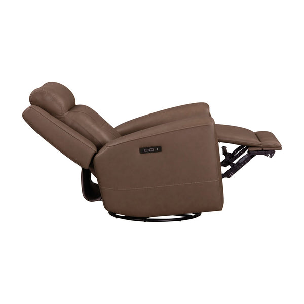 Liberty Furniture Beckham Aline Saddle Leather Swivel Glider Dual Power Recliner with USB