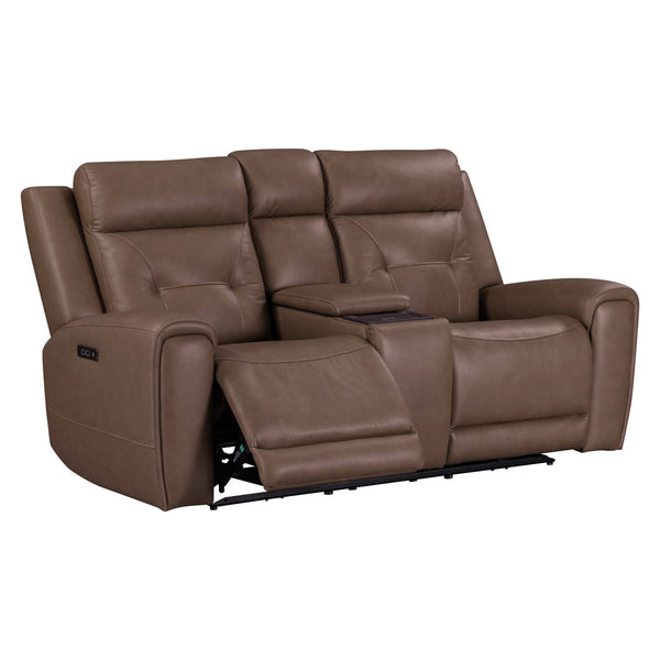 Liberty Furniture Beckham Aline Saddle Leather Dual Zero Gravity Power Recline with Powered Articulating Headrest Sofa & Console Loveseat Set with USB