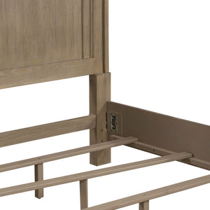 Liberty Furniture Magnolia Manor Weathered Bisque Queen Panel Bed with Intricate Bead Molding