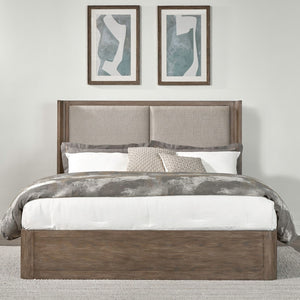 Liberty Furniture South Bend Burnished Clay Queen Shelter Bed with Textured Gravel Upholstery