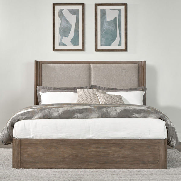 Liberty Furniture South Bend Burnished Clay Queen Shelter Bed with Textured Gravel Upholstery