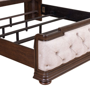 Liberty Furniture Provence Park Chateau Brown Queen Shelter Bed with Button Tufted Upholstered Panel