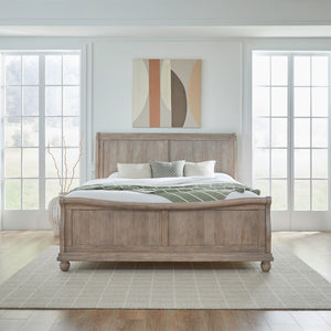 Liberty Furniture Rustic Traditions Saddle Tan Classic Louis Philippe Queen Sleigh Headboard