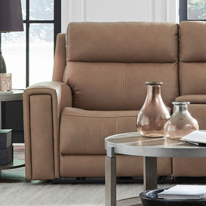 Liberty Furniture Camden Aline Toast Leather Triple Power Zero Wall Recline Power Articulating Headrest & Lumbar 6-Piece Sectional with USB
