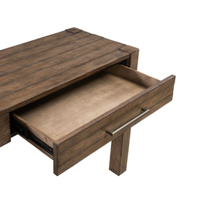 Liberty Furniture Broadmore Cobblestone Brown Console Table with Planked Top & Block Raised Legs