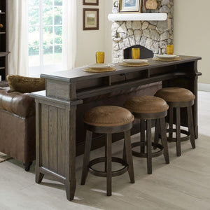 Liberty Furniture Paradise Valley Saddle Brown Upholstered Leather-Like Console Stool