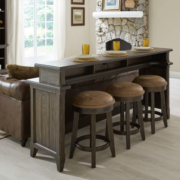 Liberty Furniture Paradise Valley Saddle Brown Upholstered Leather-Like Console Stool