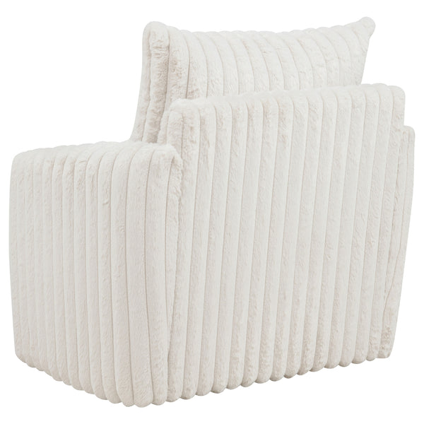 Coaster Sarco Corduroy Upholstered Swivel Accent Arm Chair Ivory