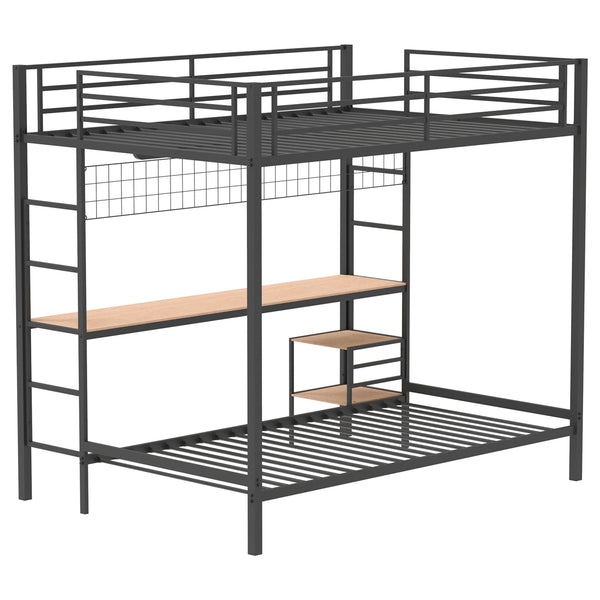Coaster Campus Metal Full Over Twin Workstation Bunk Bed Matte Black