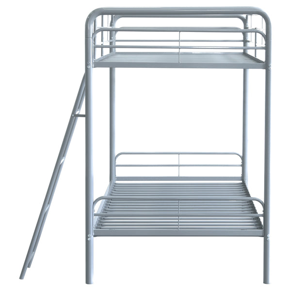 Coaster Carson Metal Twin Over Twin Bunk Bed Glossy Silver