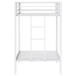 Coaster Alevera Metal Twin Over Twin Bunk Bed With Ladder White