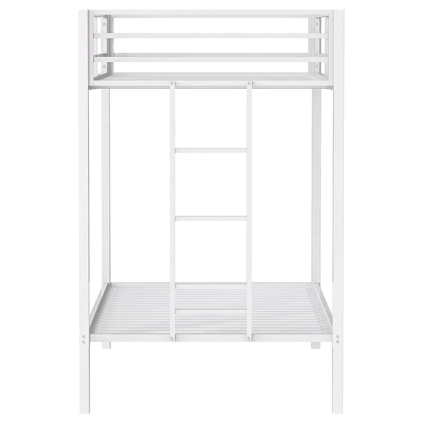 Coaster Alevera Metal Twin Over Twin Bunk Bed With Ladder White