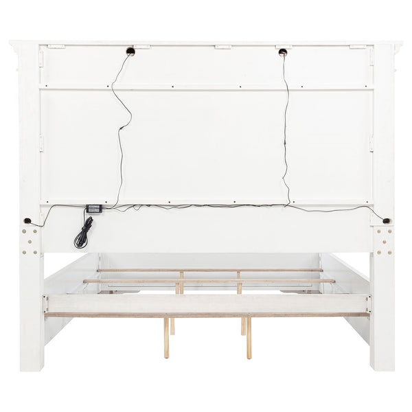 Coaster Mckinney California King LED Light Panel Bed Vintage White