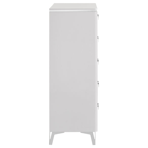 Coaster Cassia 5-Drawer Bedroom Chest Of Drawers White High Gloss