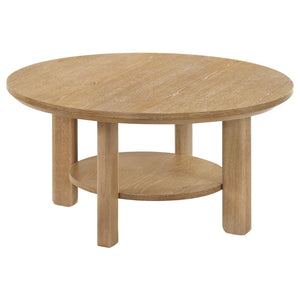 Coaster Ottowa 3-Piece Round Wood Coffee Table Set Washed Oak