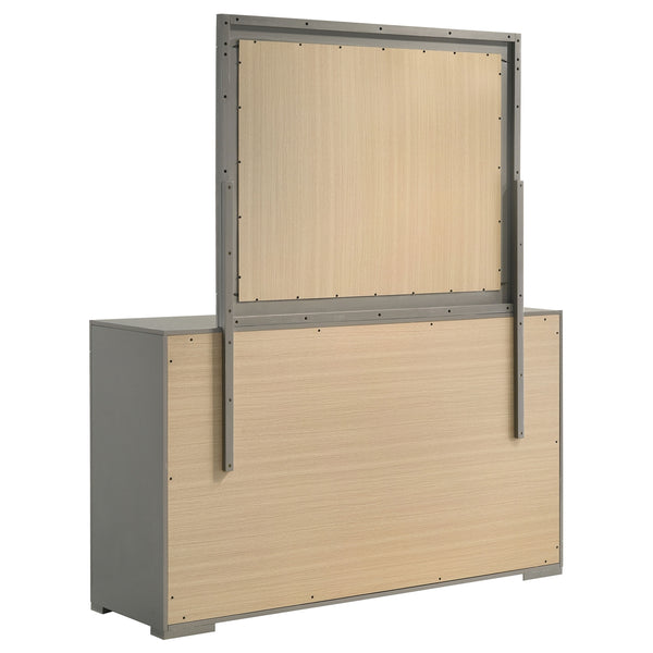 Coaster Ives 6-Drawer Dresser & Mirror Grey High Gloss