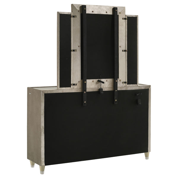 Coaster Lorient 8-Drawer LED Dresser With Mirror Ivory & Camel