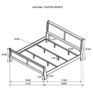 Coaster Louis Philippe 47-Inch King Sleigh Panel Bed White