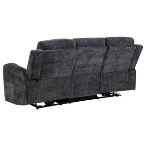 Coaster Kennett 2-Piece Chenille Power Reclining Sofa Set Dark Grey