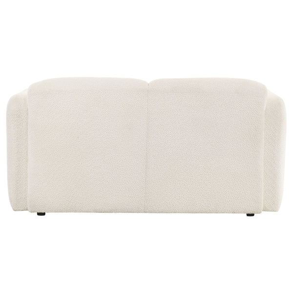 Coaster Dorset Fabric Upholstered Round Track Arm Loveseat White