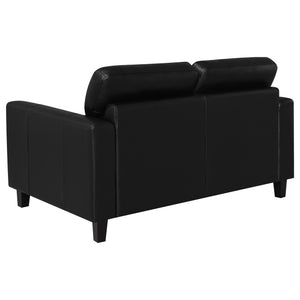 Coaster Scotland Faux Leather Upholstered Track Arm Loveseat Black