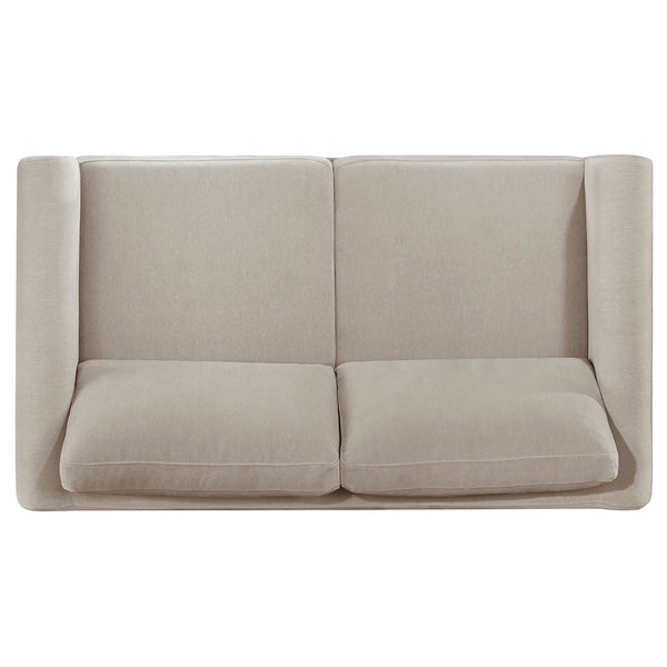 Coaster Islington Fabric Upholstered Panel Arm Loveseat Taupe