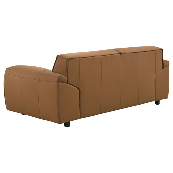 Coaster Buxton Top Grain Leather Upholstered Loveseat Orange