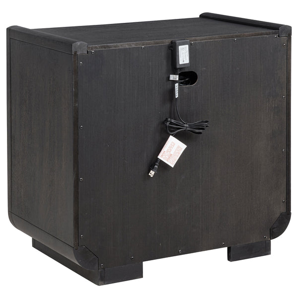 Coaster Leandro 2-Drawer LED Nightstand With Usb Burnished Black