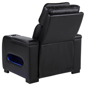 Coaster Zuma Faux Leather Upholstered Dual Power LED Recliner Black