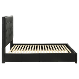 Coaster Medley Genuine Leather Queen Panel Platform Bed Black