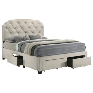 Coaster Marianna 4-Drawer Upholstered Queen Storage Bed Cream