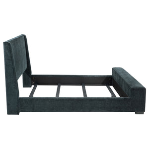 Coaster Preston Upholstered Queen Audio Flame Visualizer Bed Dark Blue