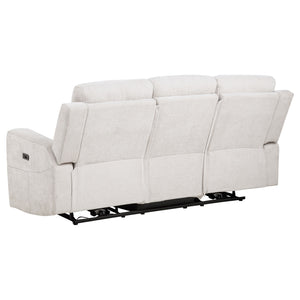 Coaster Kennett Chenille Upholstered Power Reclining Sofa Ivory