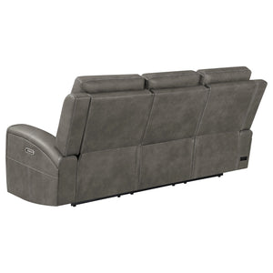 Coaster Brickston Triple Power Reclining Sofa Charcoal