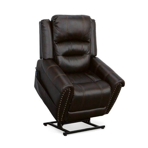 Flexsteel Oscar Fabric Power Lift Recliner with Right-Hand Control & Power Headrest in Molasses