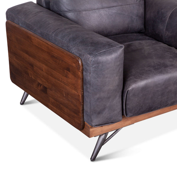Home Trends Design Portofino Mid Century Antique Ebony Leather Armchair