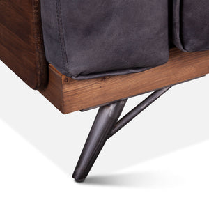 Home Trends Design Portofino Mid Century Antique Ebony Leather Armchair