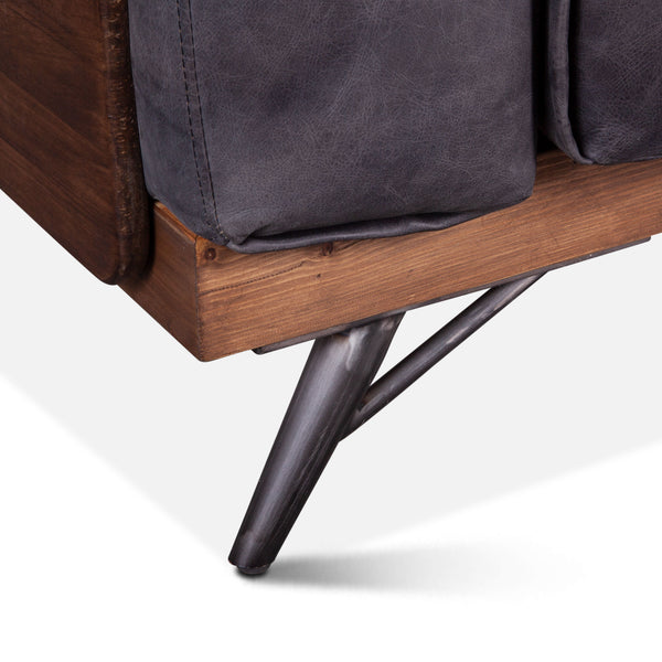 Home Trends Design Portofino Mid Century Antique Ebony Leather Armchair