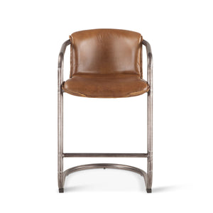 Home Trends Design Portofino Distressed Chestnut Leather Counter Stool
