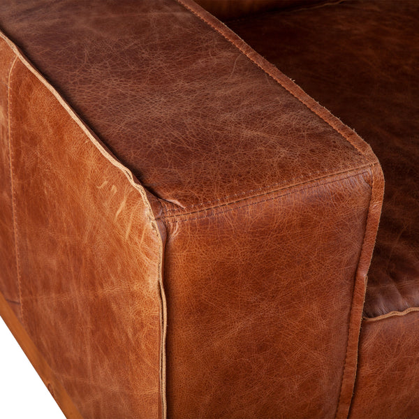 Home Trends Design Portofino Modern Leather Armchair in Vintage Cognac