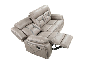 Steve Silver Tyson Gray Manual Recliner Sofa With Drop Down Table And Power Strip