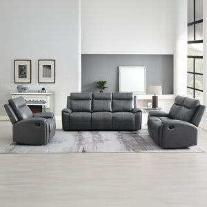 Steve Silver Gaston Manual Reclining Loveseat In Gray Vegan Leather