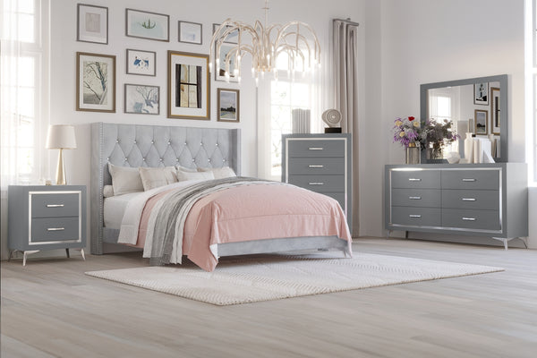 New Classic Huxley Queen Complete Bed in Gray